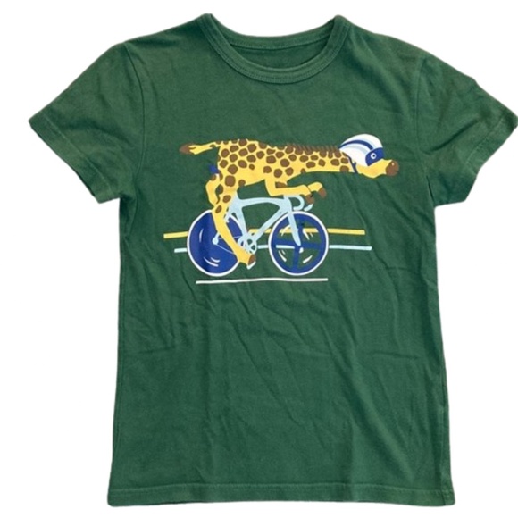 MINI BODEN T Shirt Cycling Giraffe Tee Size 7-8Y Short Sleeve Crew Neck - Picture 1 of 3